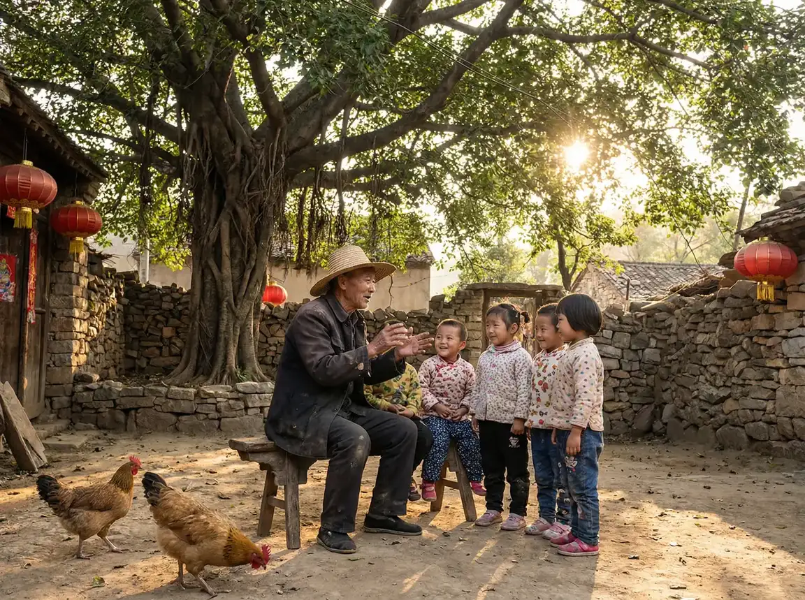 老人在大榕树下给孩子们讲故事 - 十分钟在线观看直播 乡村记忆